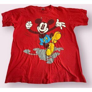 Disney Mickey Mouse Shirt Men‎ Women Red OSFA Single Stitch USA Vintage 90s